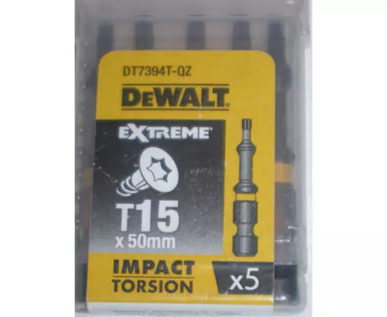 Набір біт DeWALT, ударні, IMPACT TORSION, Torx , Т15, L = 50 мм, 5 шт (DT7394T), фото  | SNABZHENIE.com.ua