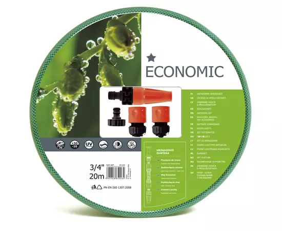 Поливочный набор Economic шланг 3/4" 20 м + комплект соединителей BASIC CELLFAST (10-102), фото  | SNABZHENIE.com.ua