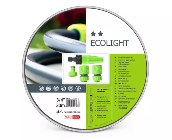 Поливочный набор ECOLIGHT шланг 3/4" 20 м + комплект соединителей IDEAL CELLFAST (10-192), фото  | SNABZHENIE.com.ua