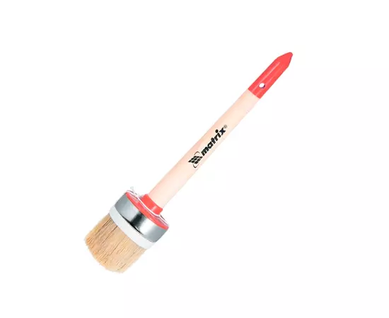Кисть круглая Профи №2 (20 мм), натуральная щетина, деревянная ручка MATRIX (820419M), фото  | SNABZHENIE.com.ua