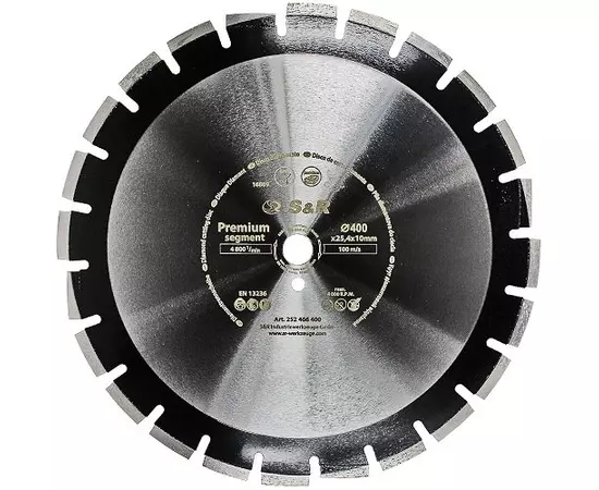 Диск алмазный сегментный S&R Premium Segment 400х25,4 мм (асфальт), фото  | SNABZHENIE.com.ua