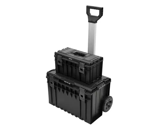 Ящик для инструментов 2 секции YATO на 2-х колесах, 855х425х645 мм, из пластика, выдвижная ручка, фото  | SNABZHENIE.com.ua