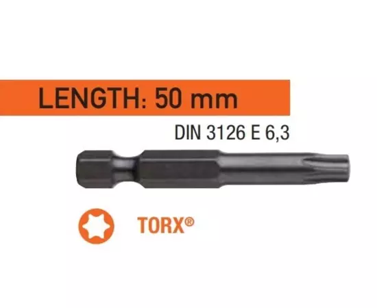 Насадка викруткова USH Industry : TORX T20 x 50 мм. подовжена Уп. 10 шт., фото  | SNABZHENIE.com.ua