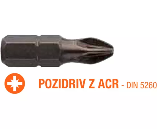 Насадка викруткова USH Industry : Pozidriv ACR PZ2 x 25 мм (з зубцями) Уп. 5 шт., фото  | SNABZHENIE.com.ua