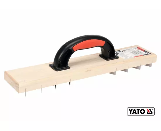 Терка для зняття штукатурки дерев'яна YATO: 405 х 84 мм, пластикова ручка, фото  | SNABZHENIE.com.ua