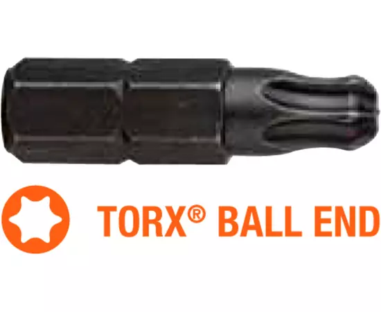 Насадка викруткова USH Industry : TORX T30K x 25 мм BallEnd заокруглена, Уп. 5 шт., фото  | SNABZHENIE.com.ua