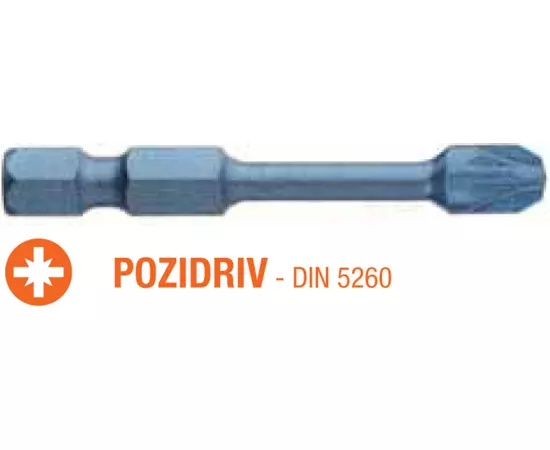 Насадка викруткова ударна USH Blue Shock : Pozidriv PZ3 x 50 мм Torsion подовжена, Уп. 5 шт., фото  | SNABZHENIE.com.ua