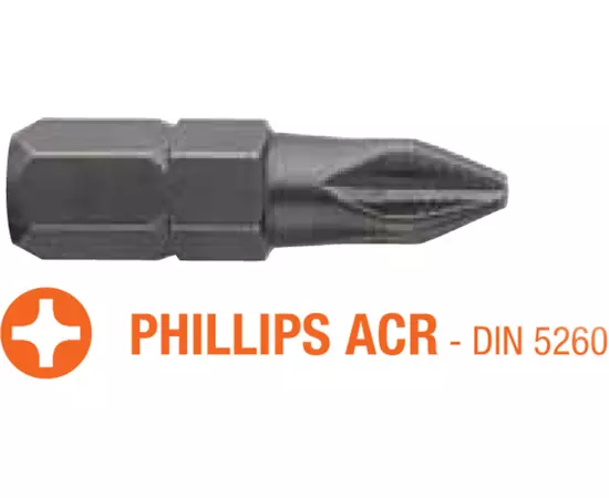 Насадка викруткова USH Industry: Phillips ACR PH1 x 25 мм (з зубцями) Уп. 5 штук., фото  | SNABZHENIE.com.ua