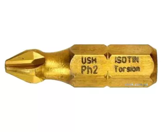 Насадка викруткова USH ISOTIN : Phillips PH1 x 25 мм. Torsion, титинове покриття. Уп. 10 шт., фото  | SNABZHENIE.com.ua