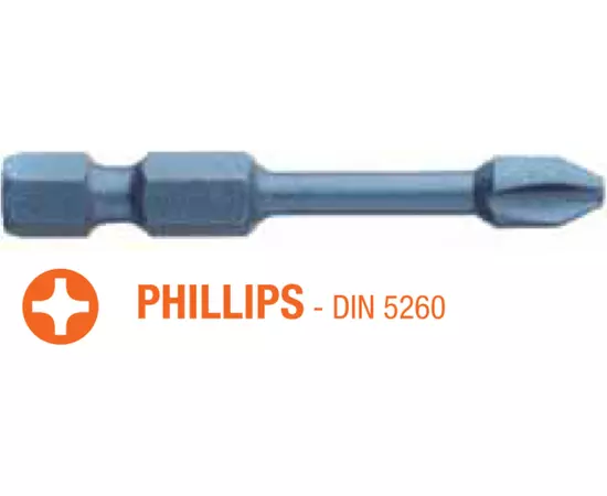 Насадка викруткова ударна USH Blue Shock : Phillips PH3 x 50 мм Torsion подовжена, Уп. 5 шт., фото  | SNABZHENIE.com.ua