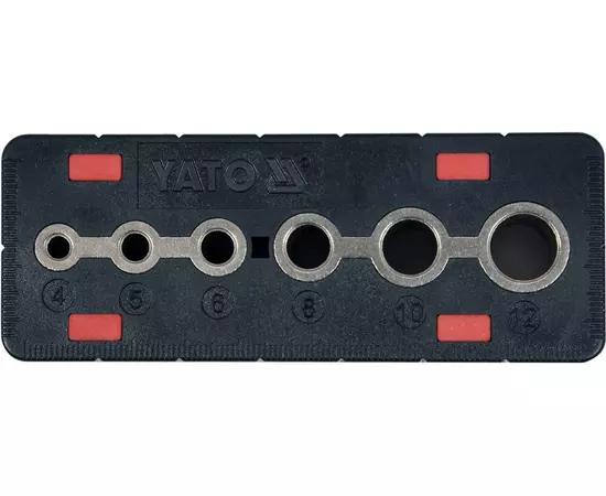 Шаблон для сверления отверстий YATO: 4, 5, 6, 8, 10 и 12 мм, корпус из ABS-пластика, фото  | SNABZHENIE.com.ua