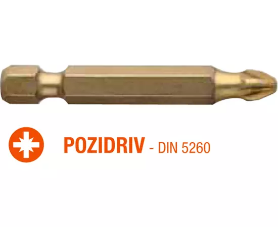 Насадка викруткова USH ISOTIN: Pozidriv PZ3 x 50 мм. Torsion. титанова, удлинена. Уп. 10 шт., фото  | SNABZHENIE.com.ua