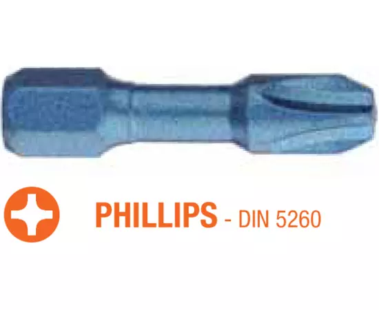 Насадка викруткова ударна USH Blue Shock : Phillips PH3 x 30 мм Torsion, Уп. 5 шт., фото  | SNABZHENIE.com.ua