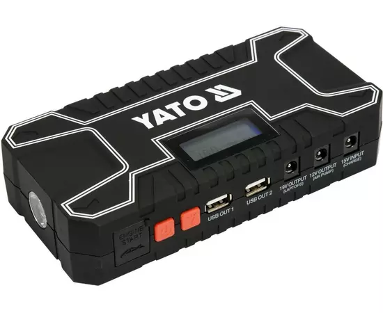 Пусковая-зарядная батарея Li-Pol YATO 12000 мАч, 300/500 А, питание через USB: 5В, 2А, фото  | SNABZHENIE.com.ua