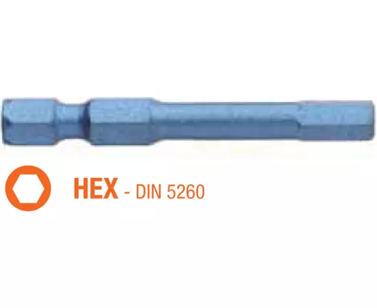 Насадка викруткова ударна USH Blue Shock : HEX 3 x 50 мм шестигранна подовжена, Уп. 5 шт., фото  | SNABZHENIE.com.ua