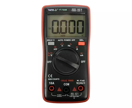 Мультиметр TRUE RMS электрических параметров YATO с LCD-цифровим диапазоном 6000, фото  | SNABZHENIE.com.ua
