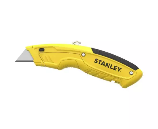 Нож с выдвижным трапецеевидным лезвием STANLEY: 5 позиций, в металлическом корпусе + 3 лезвия, фото  | SNABZHENIE.com.ua