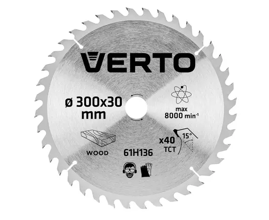 Диск відрізний 300 x 30 мм 40 зубів VERTO (61H136), фото  | SNABZHENIE.com.ua