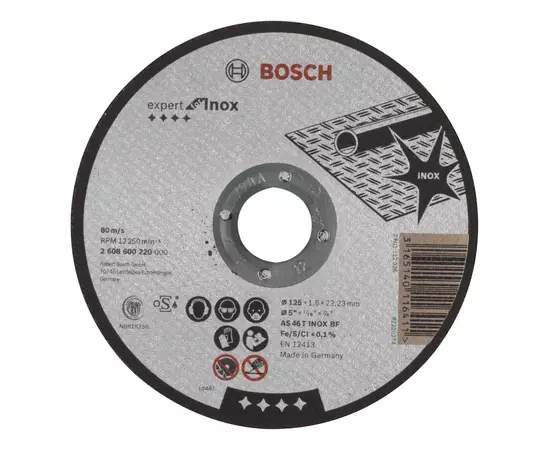 Круг відрізний 125 x 1,6 x 22,23 мм по нержавіючій сталі, прямий, Expert for Inox BOSCH (2608600220), фото  | SNABZHENIE.com.ua