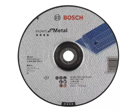 Круг отрезной 230 x 2,5 x 22,23 мм по металлу, выпуклый, Expert for Metal BOSCH (2608600225), фото  | SNABZHENIE.com.ua