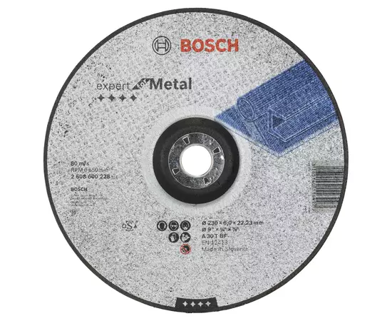 Круг обдирочный круг 230 x 6,0 x 22,23 мм по металлу, выпуклый, Expert for Metal BOSCH (2608600228), фото  | SNABZHENIE.com.ua