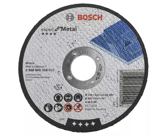 Круг відрізний 115 x 2,5 x 22,23 мм по металу, прямий, Expert for Metal BOSCH (2608600318), фото  | SNABZHENIE.com.ua