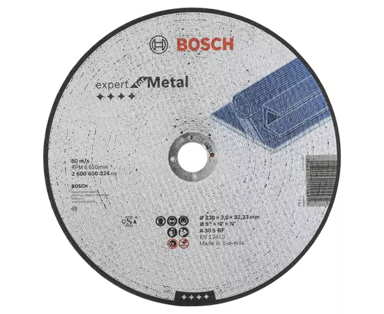 Круг отрезной 230 x 3,0 x 22,23 мм по металлу, прямой, Expert for Metal BOSCH (2608600324), фото  | SNABZHENIE.com.ua