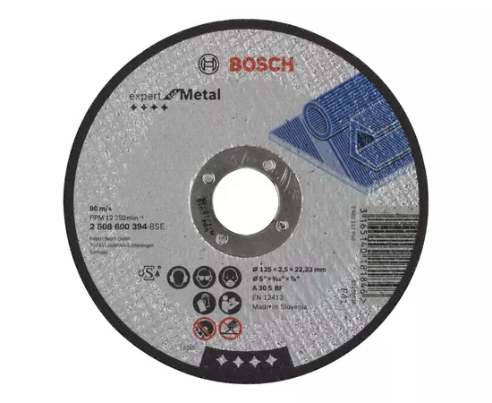 Круг отрезной 125 x 2,5 x 22,23 мм по металлу, прямой, Expert for Metal BOSCH (2608600394), фото  | SNABZHENIE.com.ua