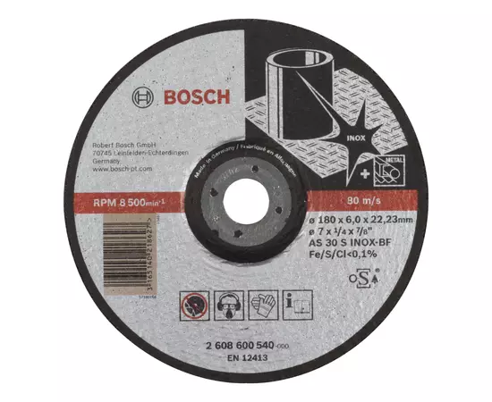 Круг обдирочный 180 x 6,0 x 22,23 мм по нержавеющей стали, выпуклый, Expert for Inox BOSCH (2608600540), фото  | SNABZHENIE.com.ua