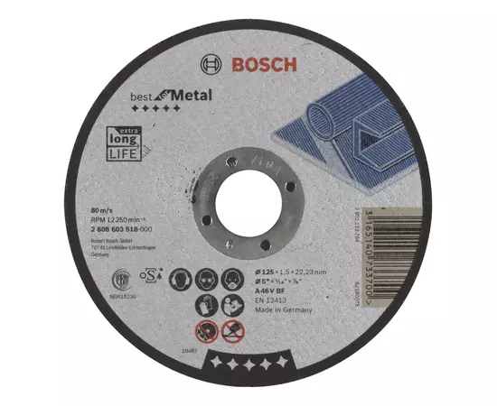 Круг отрезной 125 x 1,5 x 22,23 мм по металлу, прямой, Best for Metal BOSCH (2608603518), фото  | SNABZHENIE.com.ua