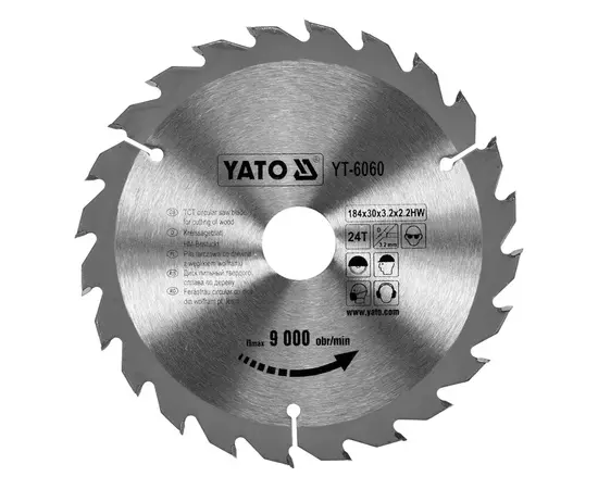 Диск пильний по дереву 184 х 30 х 3,2 х 2,2 мм, 24 зуби YATO (YT-6060), фото  | SNABZHENIE.com.ua