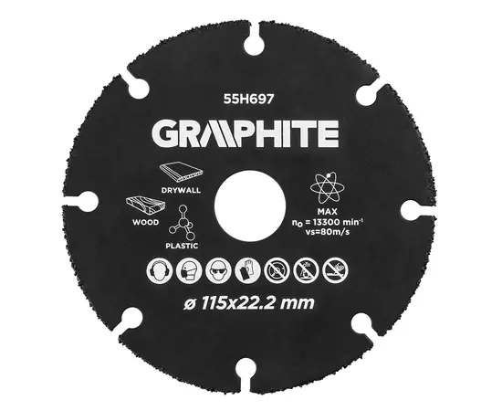 Ріжучий диск HM для дерева та пластику 115 х 22.2 мм GRAPHITE (55H697), фото  | SNABZHENIE.com.ua