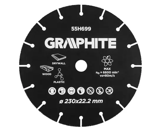 Ріжучий диск HM для дерева та пластику 230 х 22.2 мм GRAPHITE (55H699), фото  | SNABZHENIE.com.ua