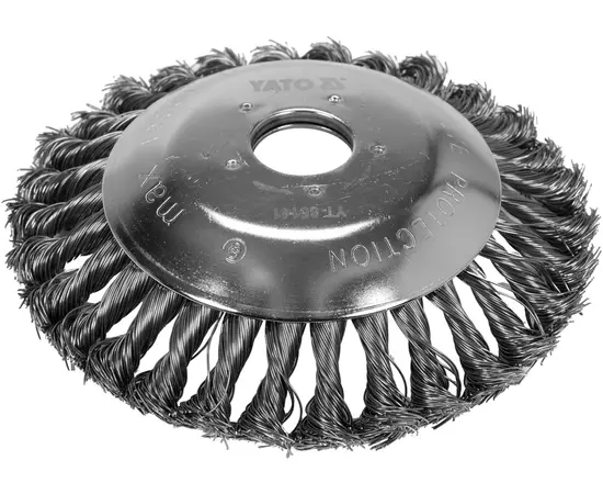 Щітка - крацовка дискова з плетеного дроту YATO Ø= 150/ 25,4 мм до газоно-коси, фото  | SNABZHENIE.com.ua