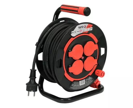 Удлинитель сетевой на катушке 20 м, до 16 А; кабель 3-жильный 1,5 мм YATO (YT-81052), фото  | SNABZHENIE.com.ua