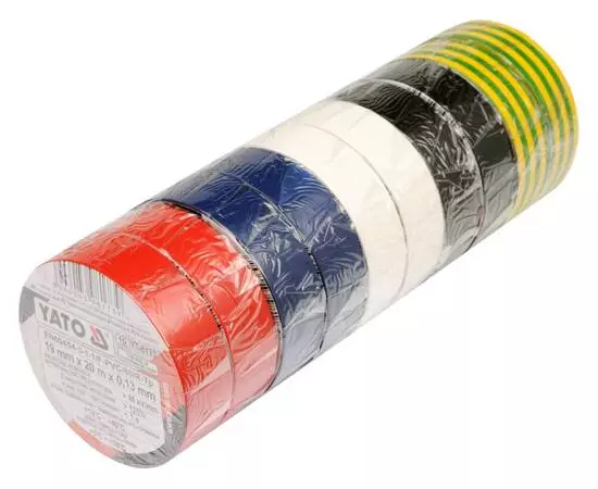 Изолента разноцветная, 19 мм х 20 м, набор 10 шт. YATO (YT-8173), фото  | SNABZHENIE.com.ua
