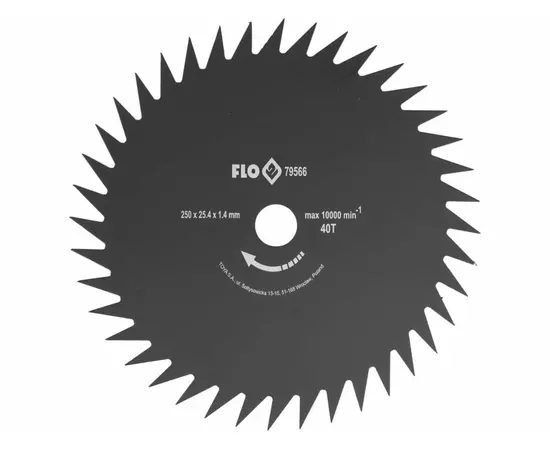 Ніж дисковий до бензокоси FLO, 250 мм, 40 зубів, кріпильний Ø= 25,4 мм, фото  | SNABZHENIE.com.ua