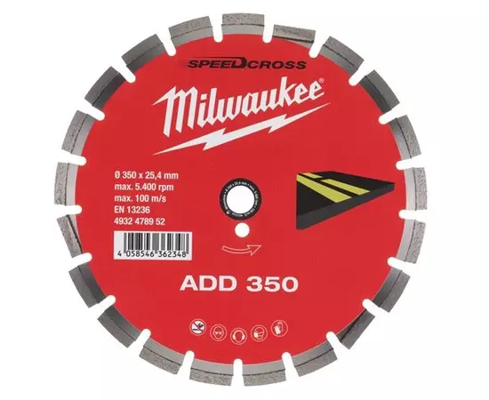 Алмазный диск SPEEDCROSS ADD 350 для асфальта MILWAUKEE, фото  | SNABZHENIE.com.ua