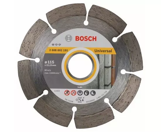 Алмазный отрезной круг 115 x 22,23 мм для обработки стройматериалов Standard for Universal BOSCH (2608602191), фото  | SNABZHENIE.com.ua