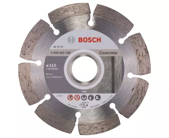 Алмазный отрезной круг 115 x 22,23 мм для обработки бетона Standard for Concrete BOSCH (2608602196), фото  | SNABZHENIE.com.ua