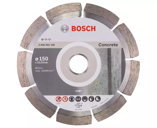 Алмазный отрезной круг 150 x 22,23 мм для обработки бетона Standard for Concrete BOSCH (2608602198), фото  | SNABZHENIE.com.ua