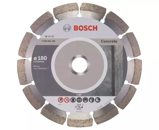 Алмазный отрезной круг 180 x 22,23 мм для обработки бетона Standard for Concrete BOSCH (2608602199), фото  | SNABZHENIE.com.ua