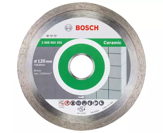 Алмазний відрізний круг 125 x 22,23 мм для різання керамічної плитки Standard for Ceramic BOSCH (2608602202), фото  | SNABZHENIE.com.ua