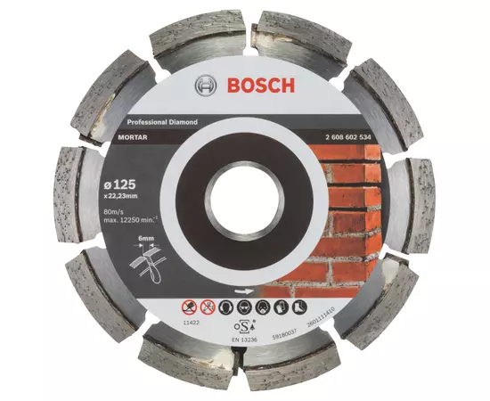 Алмазный отрезной круг 125 x 22,23 мм для вышлифовки старого раствора Expert for Mortar BOSCH (2608602534), фото  | SNABZHENIE.com.ua