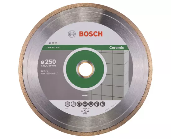 Алмазний відрізний круг 250 x 30/25,4 мм для керамічної плитки Standard for Ceramic BOSCH (2608602539), фото  | SNABZHENIE.com.ua
