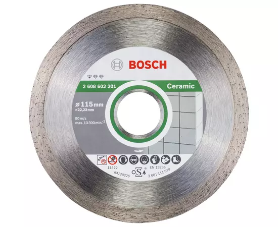 Алмазный отрезной круг 115 x 22,23 мм для резки керамической плитки Standard for Ceramic BOSCH (2608602201), фото  | SNABZHENIE.com.ua