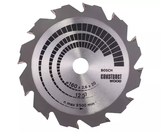 Пильний диск 160 x 20 мм, Z 12 по дереву з стороннім матеріалом Construct Wood BOSCH (2608640630), фото  | SNABZHENIE.com.ua