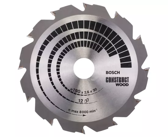 Пильний диск 190 x 30 мм, Z 12 по дереву з стороннім матеріалом Construct Wood BOSCH (2608640633), фото  | SNABZHENIE.com.ua