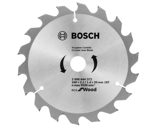 Пильный диск 160 x 20 мм (с кольцом 16 мм), 18 T по дереву ECO Wood BOSCH (2608644372), фото  | SNABZHENIE.com.ua
