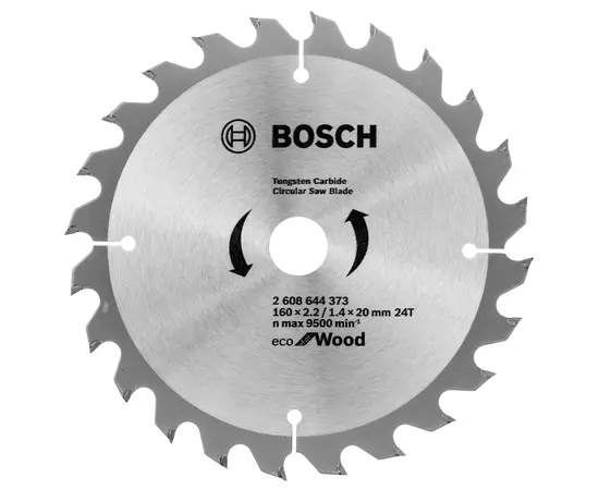 Пильный диск 160 x 20 мм (с кольцом 16 мм), 24 T по дереву ECO Wood BOSCH (2608644373), фото  | SNABZHENIE.com.ua